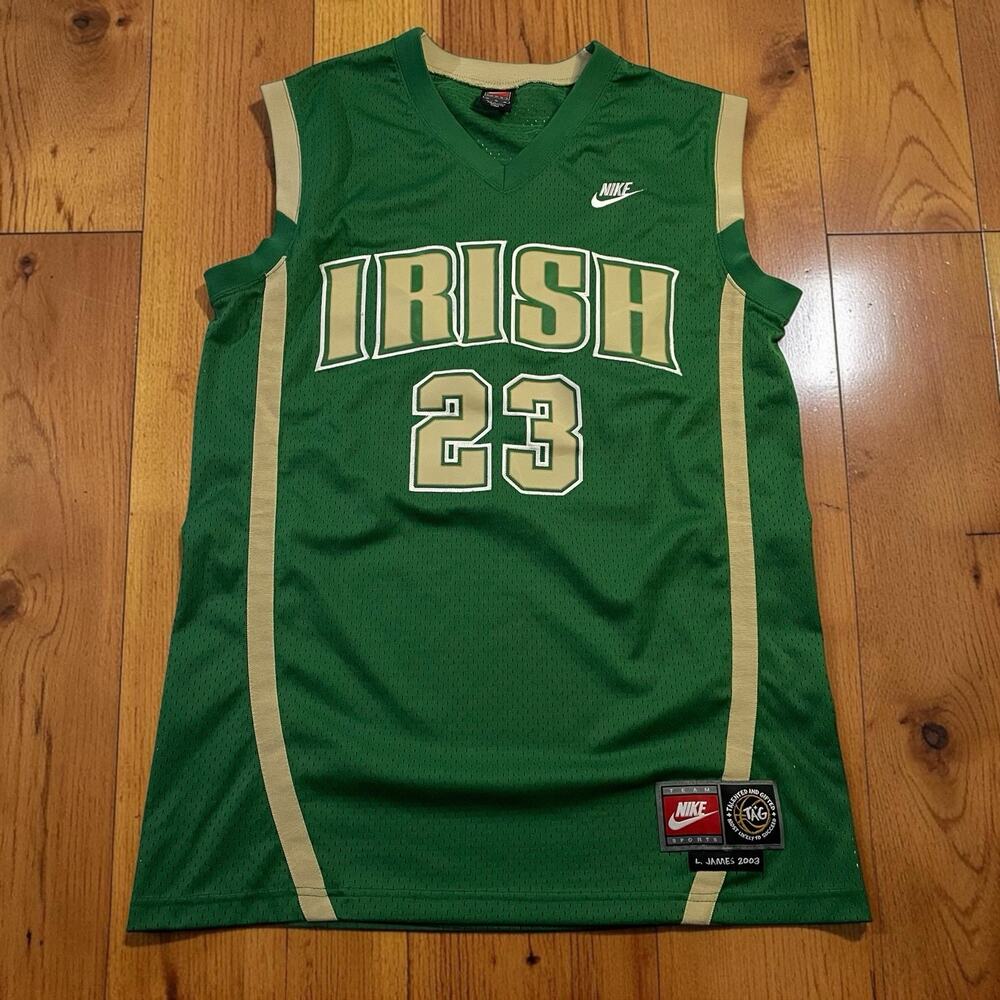 Vintage 2003 Nike LeBron James SVSM Irish High School Jersey Medium Stitched